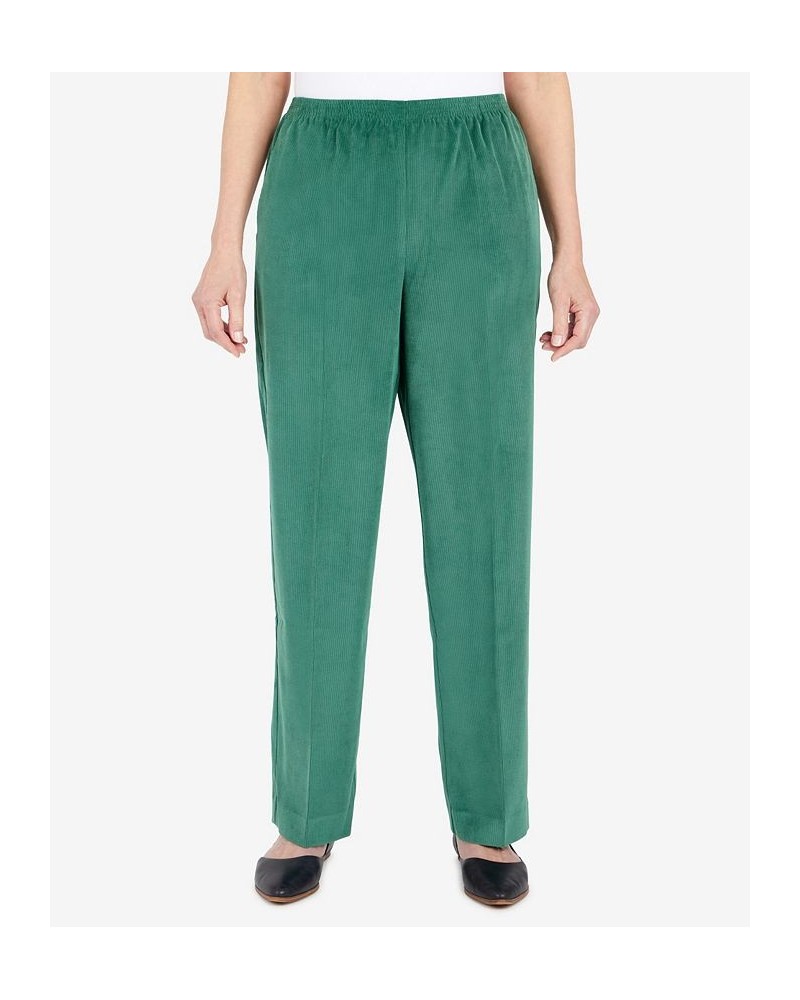 Classics Corduroy Straight-Leg Pants in Petite Average Length Green $16.87 Pants
