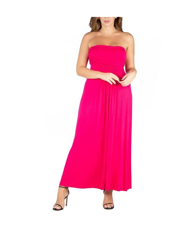 Plus Size Strapless Maxi Dress Pink $26.77 Dresses