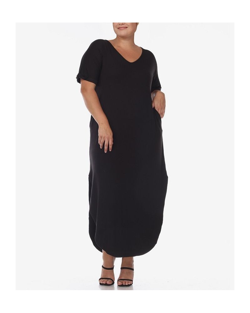 Plus Size Short Sleeve V-neck Maxi Dress Black $34.56 Dresses