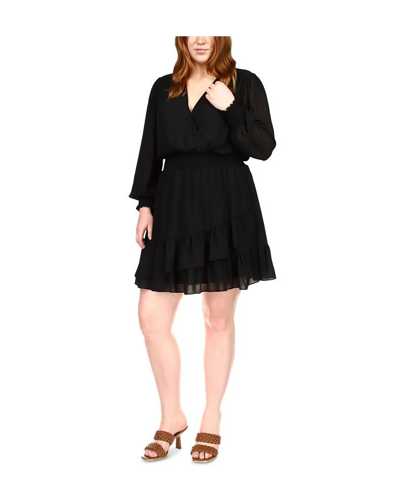 Plus Size Smocked Ruffled Dress Black $33.00 Dresses